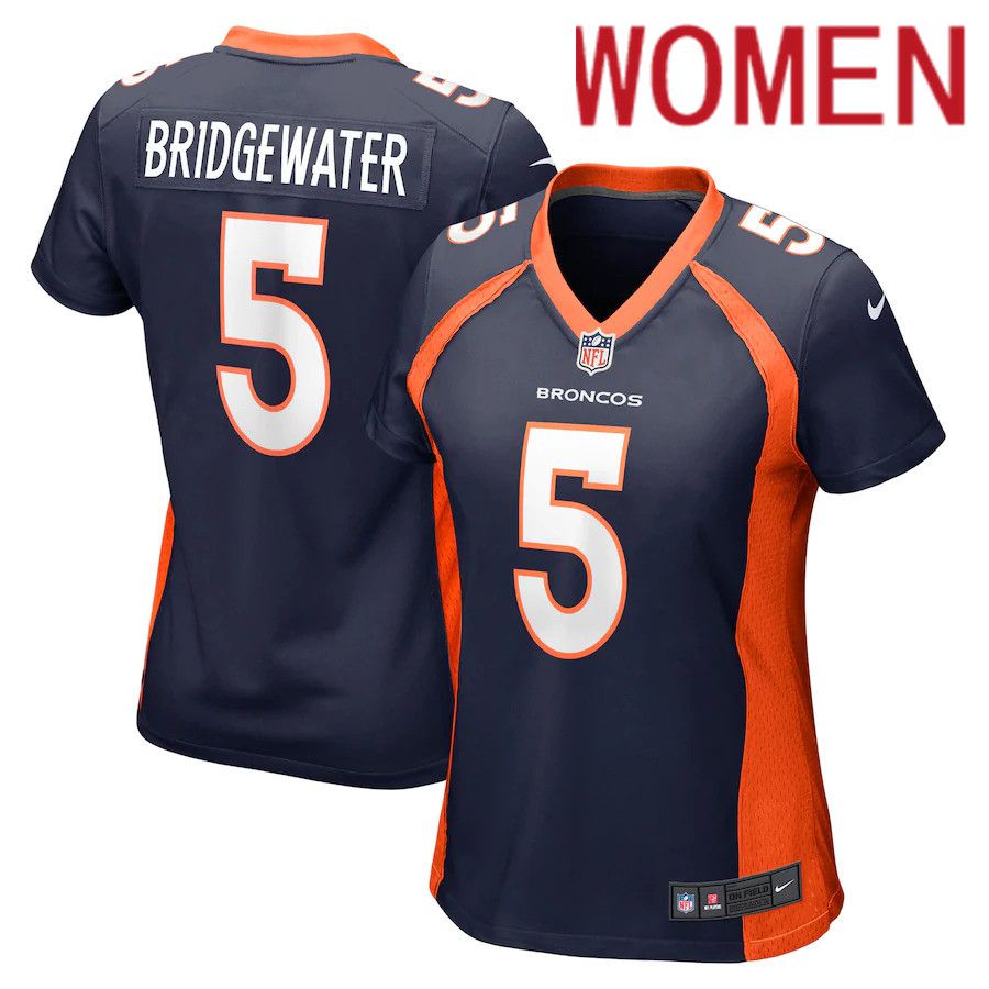 Women Denver Broncos 5 Teddy Bridgewater Nike Navy Game NFL Jersey